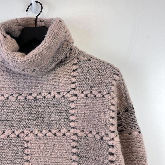 Prana Womens XS Crestland Pullover Wool Blend Turtleneck Sweater Pink Patch - Picture 2 of 12